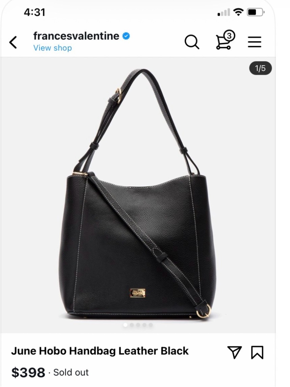 Francis Valentine Black Bag.